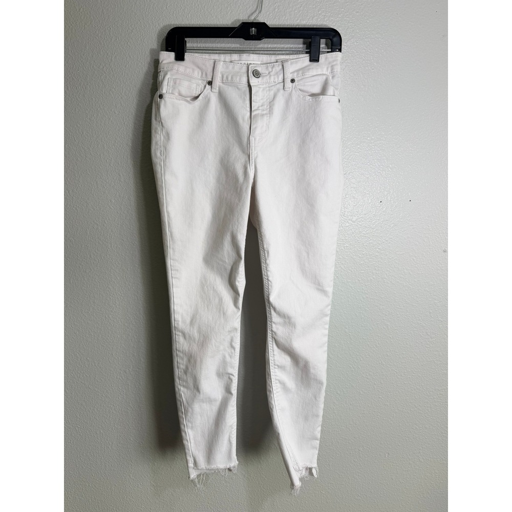 Eunina Clara High Rise Skinny Crop Jeans White Raw Hem Size 9 Style 9466